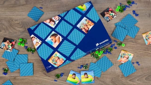 Bei der Verheiratung füllen wir Ihr gestanztes Fotopuzzle in die Geschenkbox.