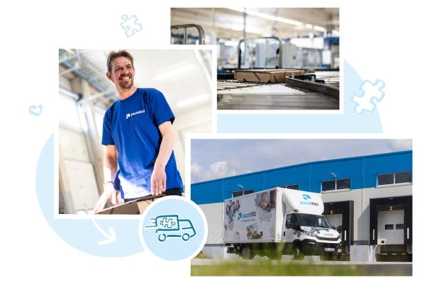 Kompetentní zaměstnanci organizují přepravu puzzle do 23 zemí. V Evropě nebo v Severní Americe: puzzleYOU k vám dorazí během několika dní.