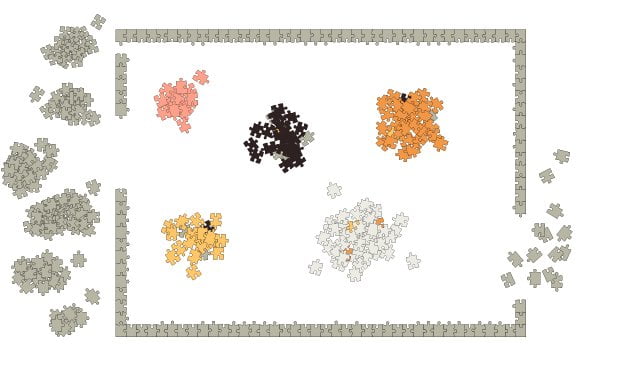 Seřaďte si dílky puzzle podle okrajů, barev nebo tvarů v závislosti na motivu.