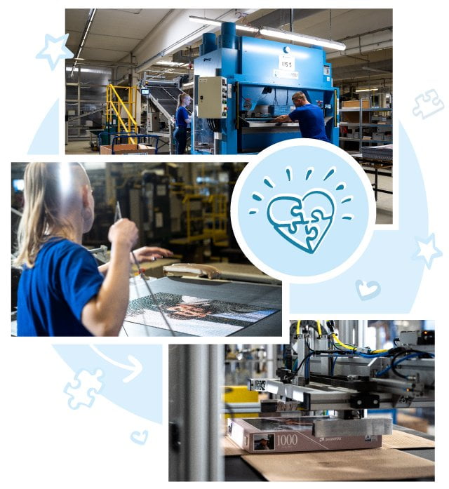 Všechny navržené puzzle a hry našich zákazníků jsou vyřezávány přesnými noži a baleny do individuálně navržených krabic.